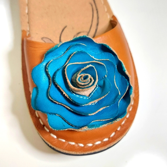 L'artiste Caicos Spring Step Turquoise & Brown Leather Mary Jane Flat Shoes - Picture 14 of 14